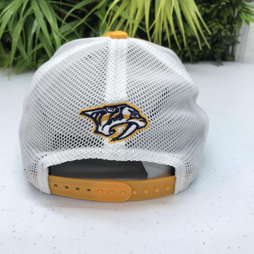 Nashville Predators Hat Cap Snap Back Mens Yellow White NHL Hockey Trucker NSH - Picture 3 of 9